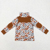 Camo Brown Beige Polo Boys Long Sleeve Top