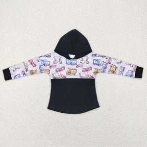 Construction Truck Black Boys Hoodie Top