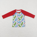 Dinosaur Heart Red Gray Boys Valentines Top