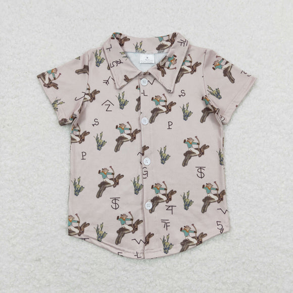 Rodeo Cactus Bunny Brown Boys Short Sleeve Top