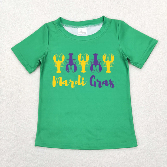 Crawfish Letters Green Boys Mardi Gras Top