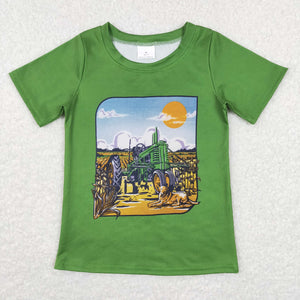 Tractor Green Boys Short Sleeve Top