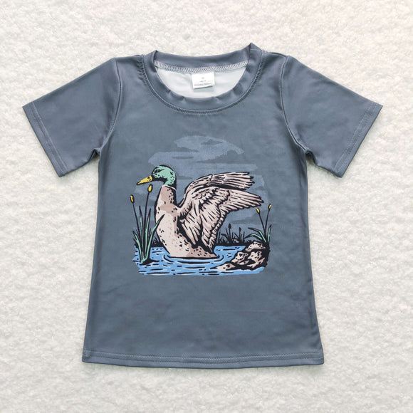 Duck Bluish Gray Boys Short Sleeve Top