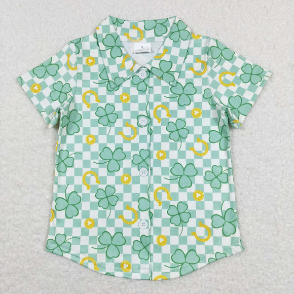 Clover Green Plaid Boys St. Patrick's Day Top