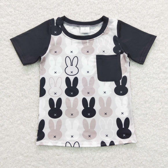 Bunny Black Pocket Boys Easter Top