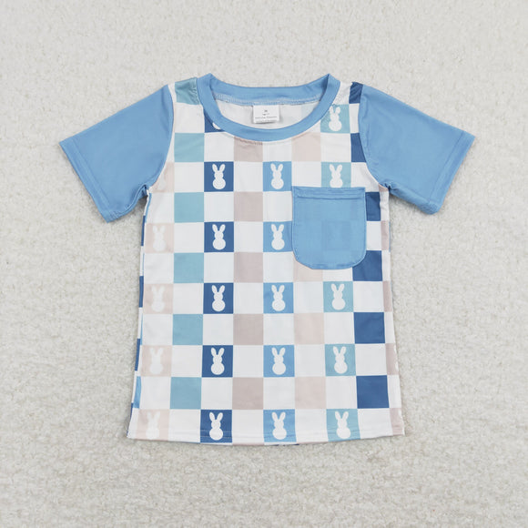 Bunny Plaid Blue Boys Easter Top