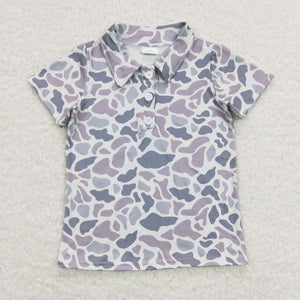 Camo Blue Brown Boys Short Sleeve Top