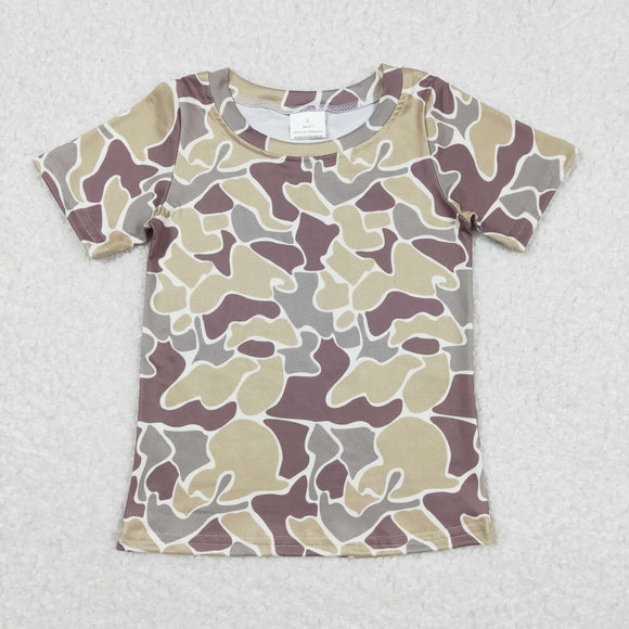 Green Brown Camo Boys Short Sleeve Top