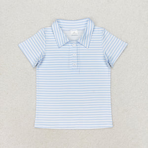 Sky Blue Stripe Boys Short Sleeve Top