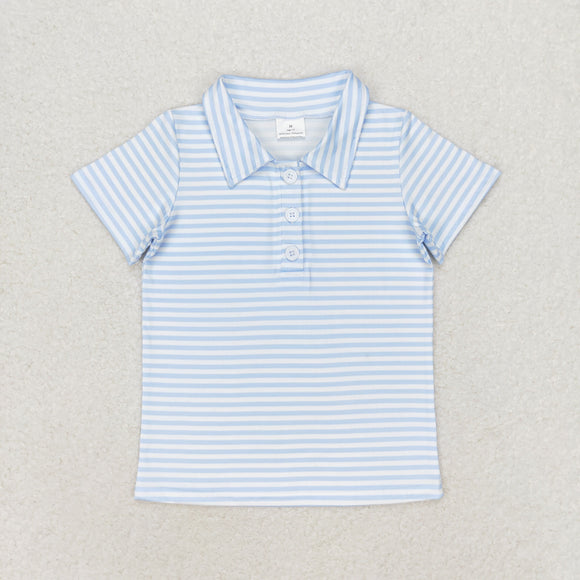 Sky Blue Stripe Boys Short Sleeve Top