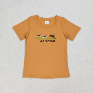 Let em run Dog Deer Boys Short Sleeve Top