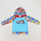 Cartoon Dogs Blue Boys Hoodie Top