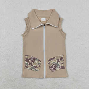 Camo Pocket Brown Boys Sleeveless Top