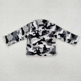 Gray Camo Kids Pullover Plush Coat