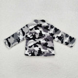 Gray Camo Kids Pullover Plush Coat