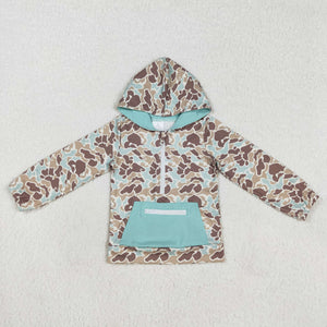 Camo Bluish Pocket Boys Hoodie Top