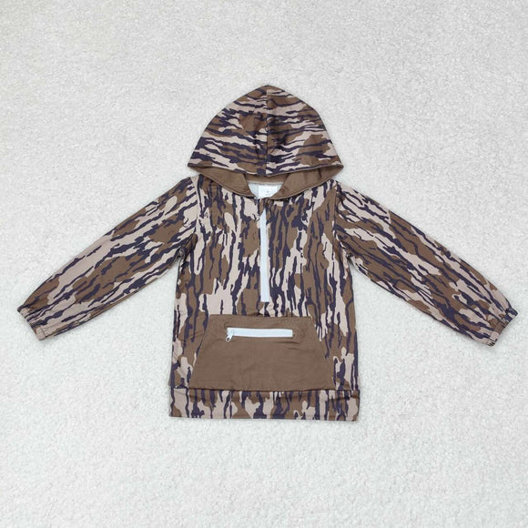 Camo Army Green Pocket Boys Hoodie Top