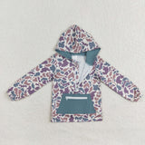 Camo Blue Pocket Beige Boys Hoodie Top