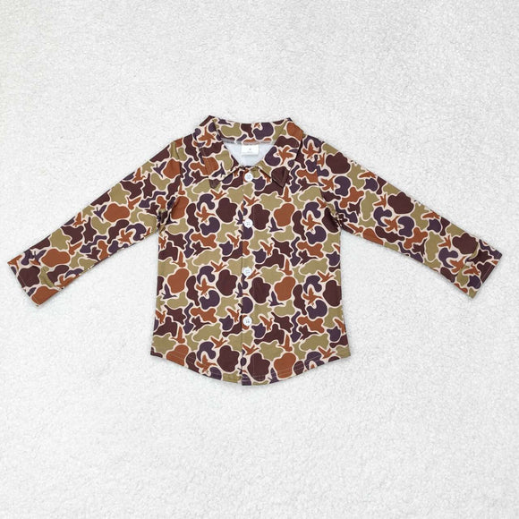 Duck Camo Green Brown Boys Long Sleeve Top