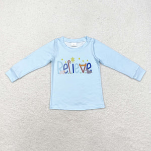 Believe Blue Boys Christmas Top