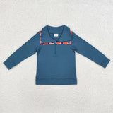 Camo Blue Polo Boys Long Sleeve Top