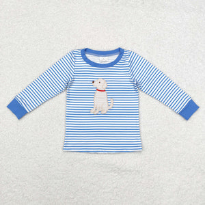 Dog Blue Stripe Boys Long Sleeve Top