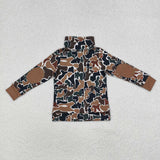 Camo Beige Polo Boys Long Sleeve Top