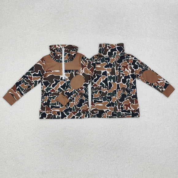 Camo Beige Polo Boys Long Sleeve Top