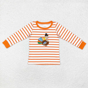 Turkey Orange Stripe Boys Thanksgiving Top