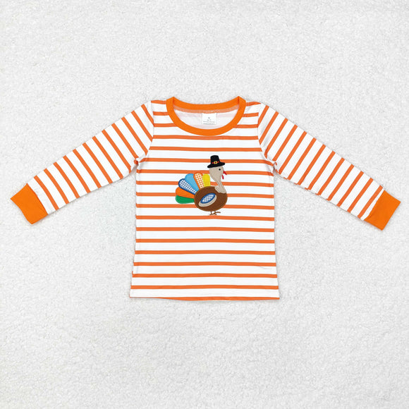 Turkey Orange Stripe Boys Thanksgiving Top