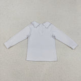 Solid White Collar Boys Long Sleeve Top