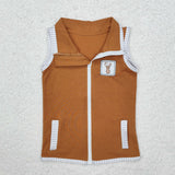 Reindeer Stripe Brown Waistcoat Boys Christmas Top