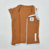 Reindeer Stripe Brown Waistcoat Boys Christmas Top