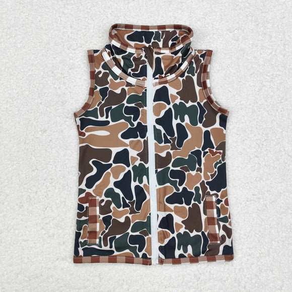 Camo Beige Waistcoat Boys Sleeveless Top