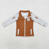 Reindeer Stripe Brown Waistcoat 2pcs Boys Christmas Top