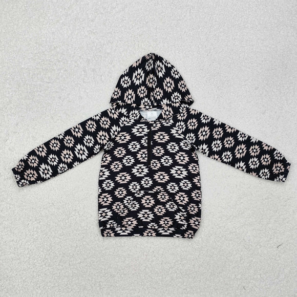 Aztec Black Boys Hoodie Top