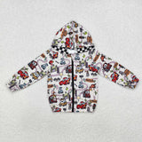 Cartoon Car Beige Boys Hoodie Top