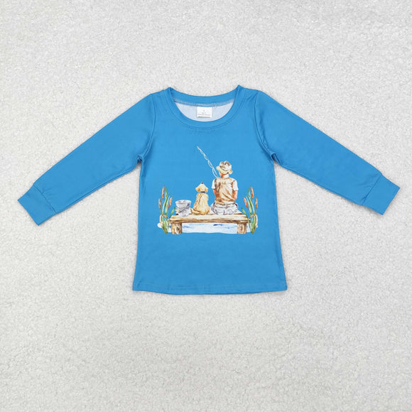 Fishing Blue Boys Long Sleeve Top