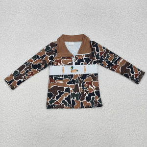 Bottle Duck Camo Beige Polo Boys Long Sleeve Top