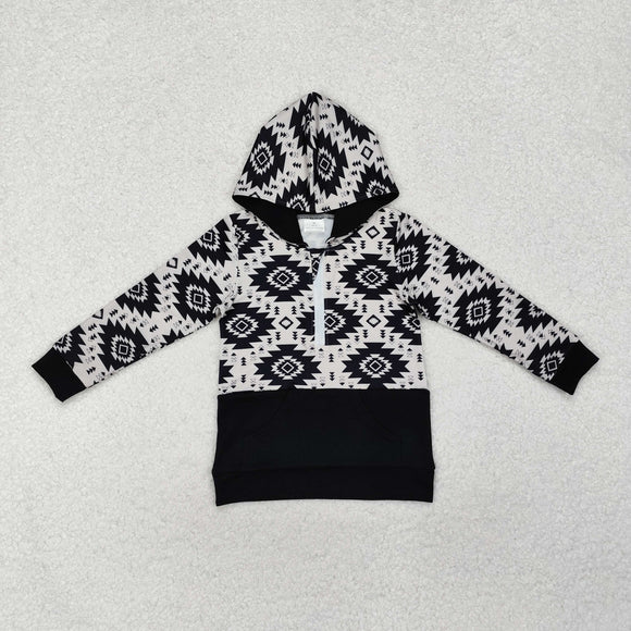 Aztec Black Boys Hoodie Top