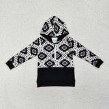 Aztec Black Boys Hoodie Top