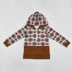 Aztec Brown Boys Hoodie Top