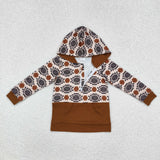 Aztec Brown Boys Hoodie Top