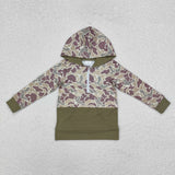 Camo Army Green Pocket Boys Hoodie Top