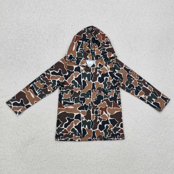 Camo Green Brown Beige Boys Hoodie Top