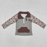 Camo Duck Brown Pocket Polo Boys Long Sleeve Top