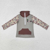 Camo Duck Brown Pocket Polo Boys Long Sleeve Top