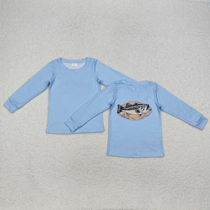 Fish Blue Boys Long Sleeve Top