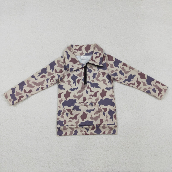 Camo Brown Polo Mommy & Me Boys Long Sleeve Top