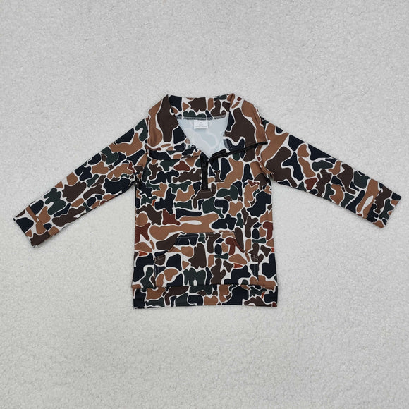 Camo Beige Polo Mommy & Me Boys Long Sleeve Top